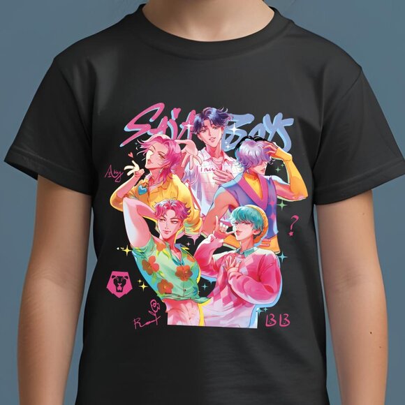 Saja Boys Anime K-pop Demon Hunters Graphic T-shirt for kids - Picture 3 of 5
